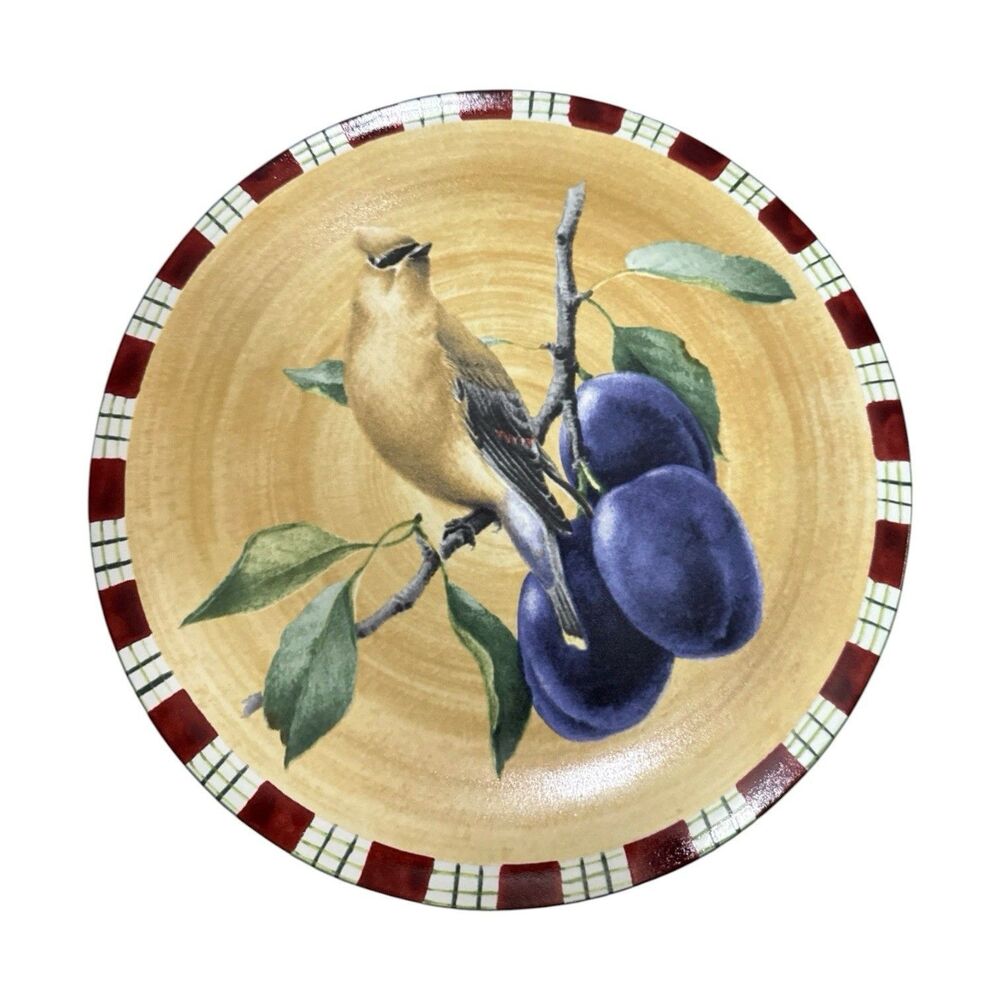 Lenox Winter Greetings Everyday Tartan Cedar Waxwing Plate 8" Catherine McClung